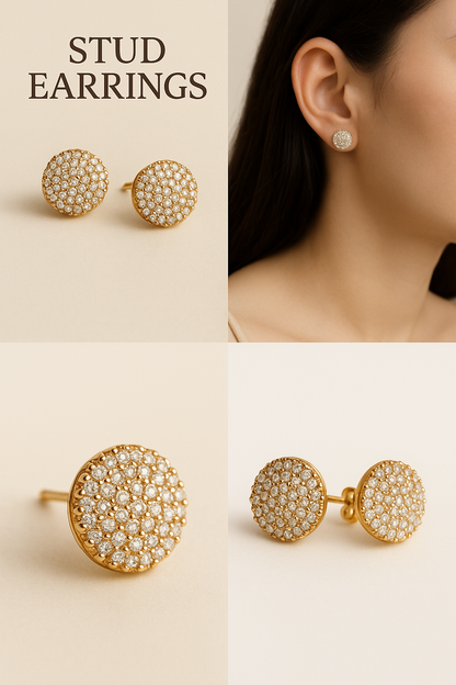 Classic Pavé Glow Studs – Gold-Tone Artificial Earrings