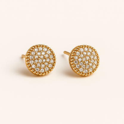 Classic Pavé Glow Studs – Gold-Tone Artificial Earrings