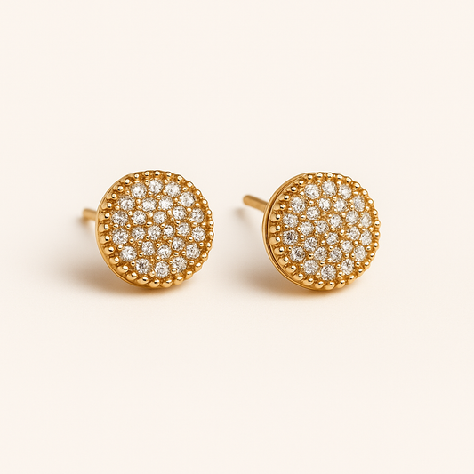 Classic Pavé Glow Studs – Gold-Tone Artificial Earrings