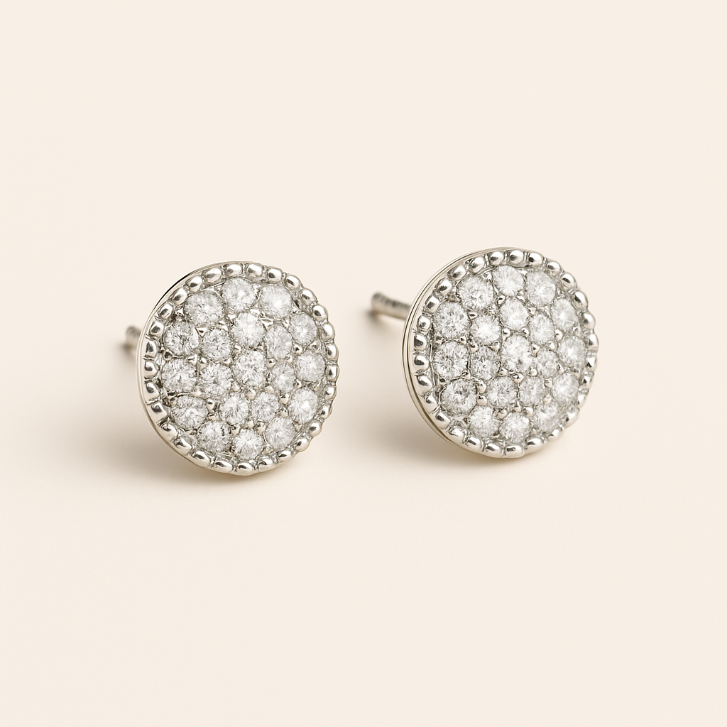 Classic Pave Glow Studs – Silver-Tone Artificial Earrings