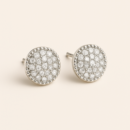 Classic Pave Glow Studs – Silver-Tone Artificial Earrings