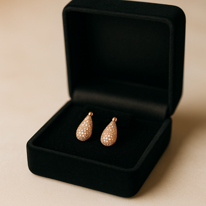 Gold Pavé Teardrop Stud Earrings
